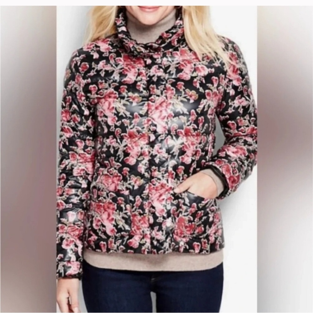 LANDS END Floral Puffer Women's Jacket